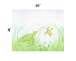 8x10 inch size guide for the sea turtle watercolor art print showing dimensions on a white background.