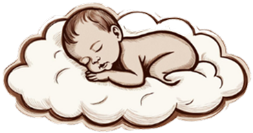 Illustration of a baby sleeping on a cloud