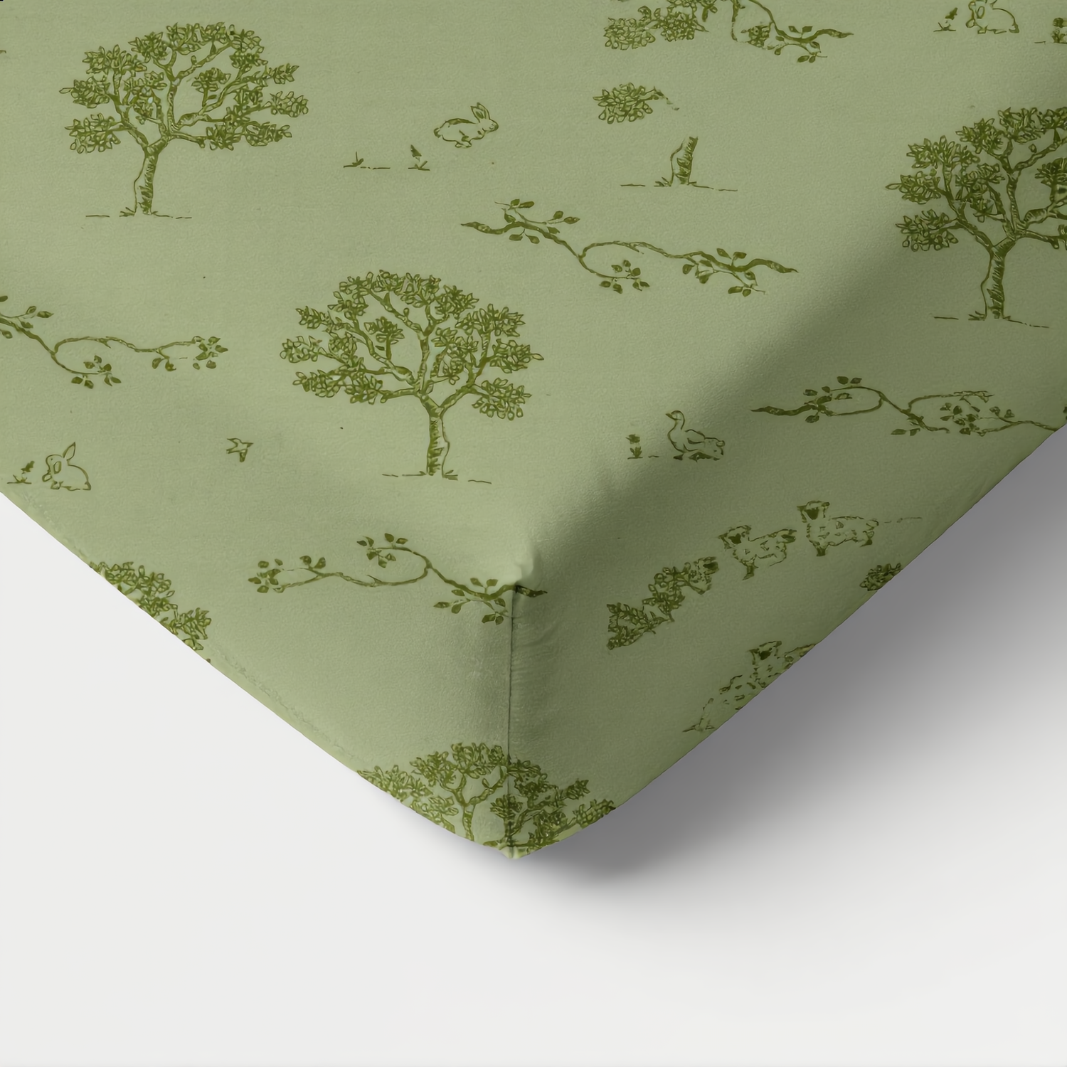 Logan Baby - Crib Sheets - 100% Organic Cotton -GOTS Certified - Animal Farm Green - Universal Fit 54” x 28” x 7”