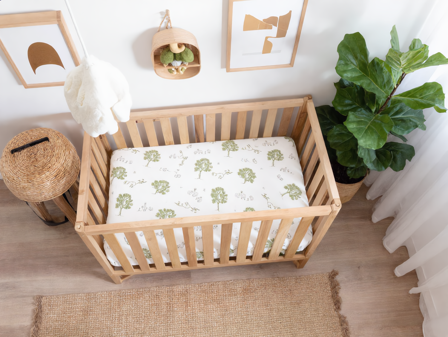Logan Baby - Crib Sheets - 100% Organic Cotton -GOTS Certified - Animal Farm NATURAL - Universal Fit 54” x 28” x 7”